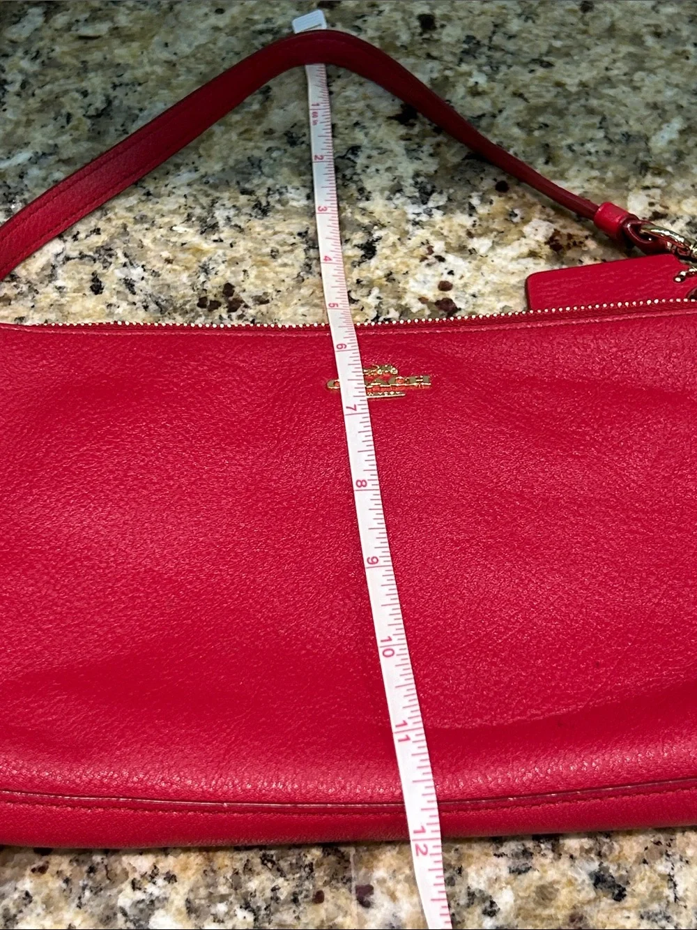 Coach Large Wristlet 25 Refined Pebble Leather- Red